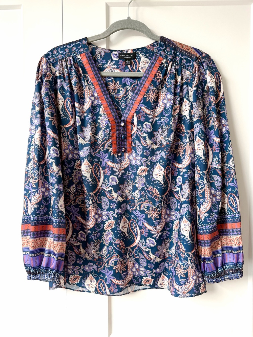 Current Air paisley boho long sleeve blouse